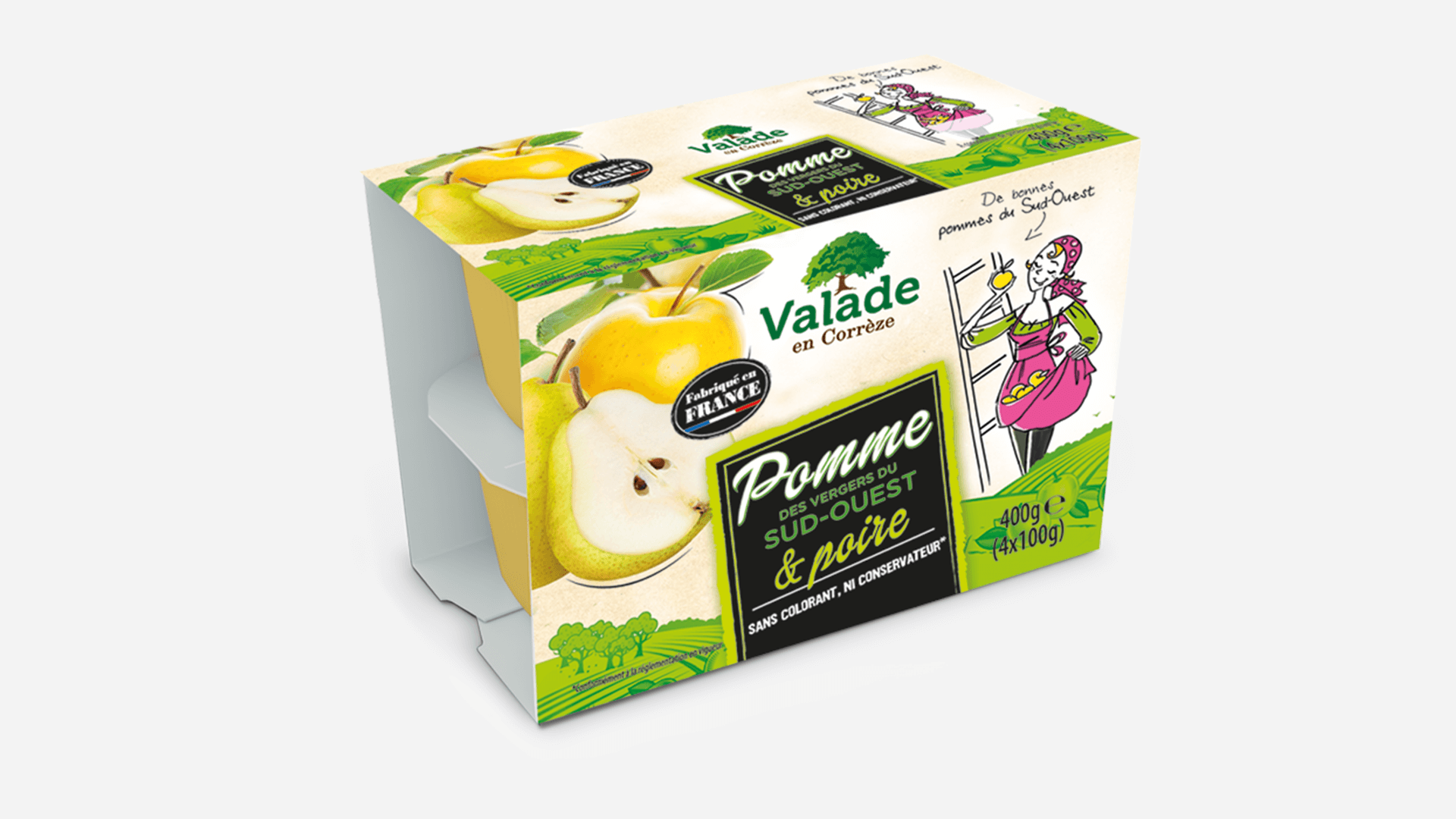 packaging de la gamme poire Valade en Corrèze