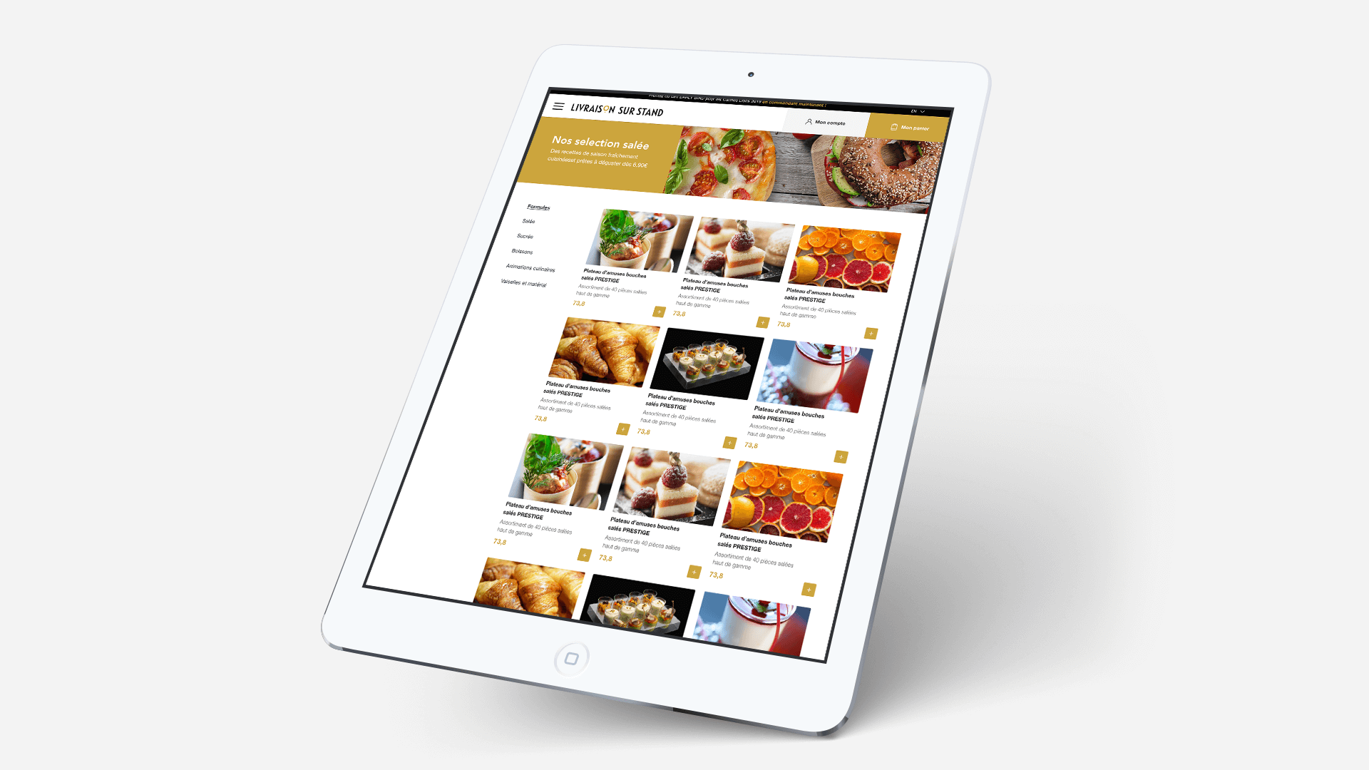 Page d'accueil Pavillon Gourmet sur tablette