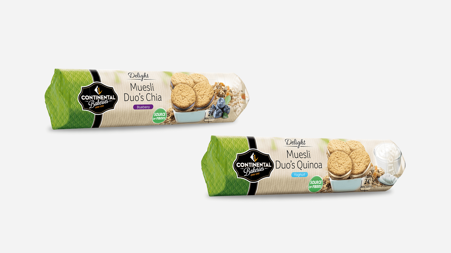 deux packs Muesli de la gamme Delight Continental Bakeries