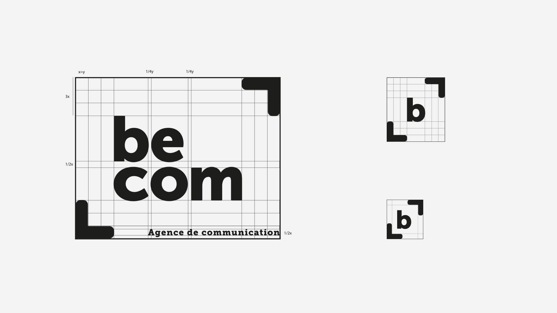 déclinaison du logo becom pour sa charte graphique - realisation agence becom